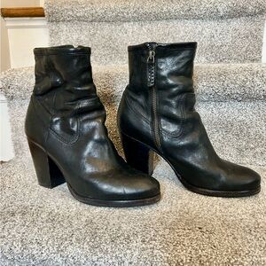 Frye Black Leather Ankle Booties